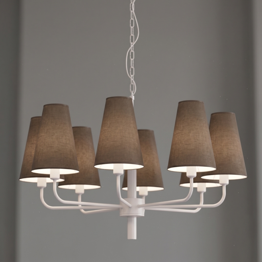 Kroonluchter met ketting TORTOLA 8xE14/15W/230V bruin/crème