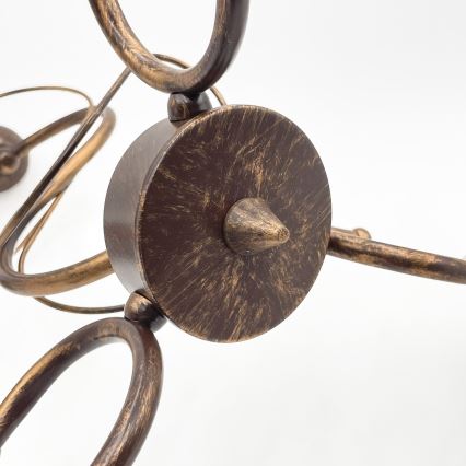 Kroonluchter met stang COBRA 3xE27/60W/230V brons/patina