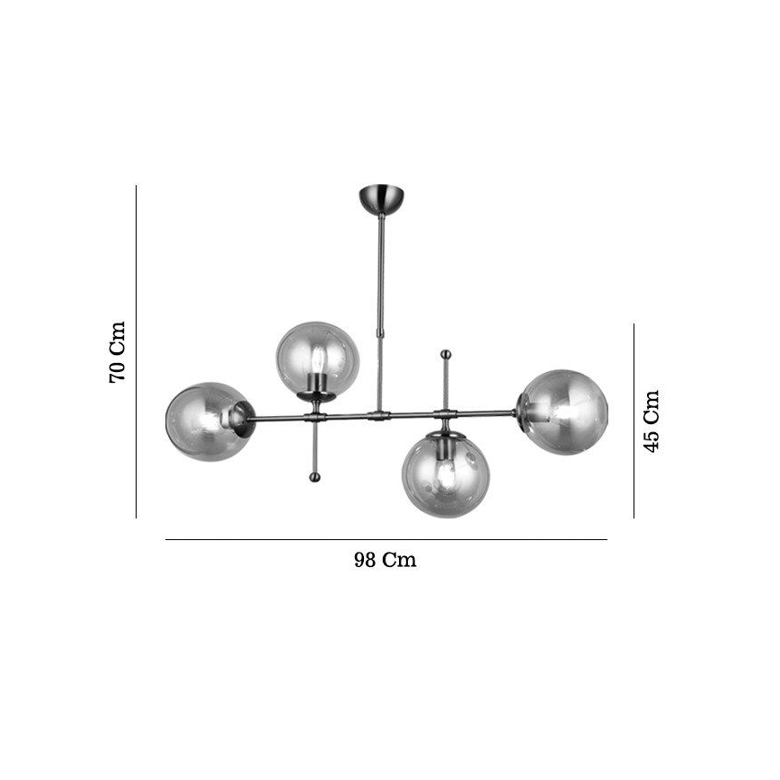 Kroonluchter met stang POLINO 4xE27/40W/230V bronskleurig