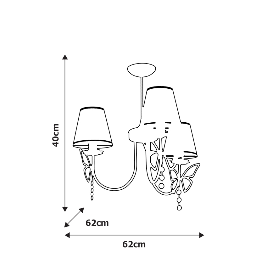 Kroonluchter voor in een kinderkamer CHARLOTTE 3x E14 / 40W / 230V
