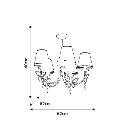 Kroonluchter voor in een kinderkamer CHARLOTTE 5x E14 / 40W / 230V