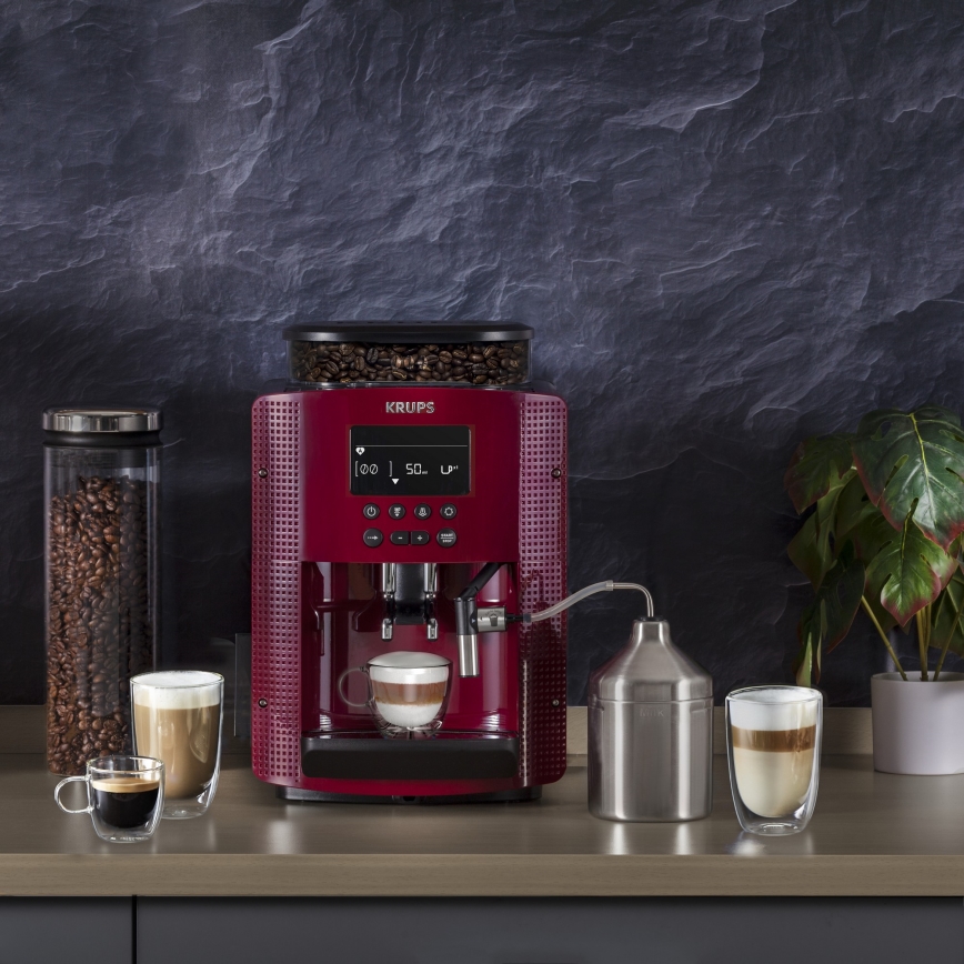 Krups - Automatische koffiemachine met melkcontainer ESSENTIAL 1450W/230V rood