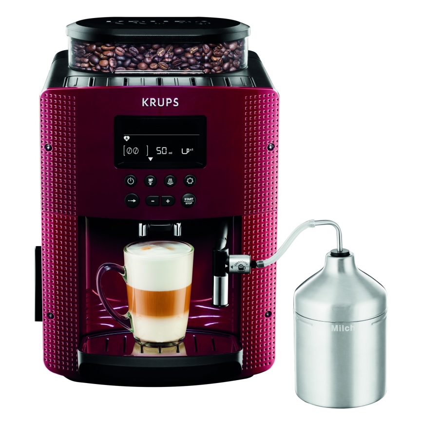 Krups - Automatische koffiemachine met melkcontainer ESSENTIAL 1450W/230V rood
