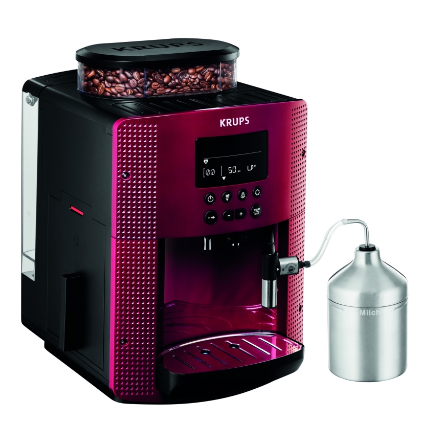 Krups - Automatische koffiemachine met melkcontainer ESSENTIAL 1450W/230V rood