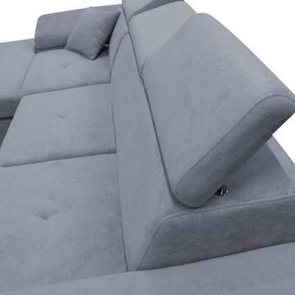 Uitklapbare hoekbank CASTELO in L-vorm met opbergruimte, linkeropstelling, donkergrijs