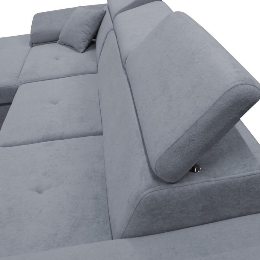 Uitklapbare hoekbank CASTELO in L-vorm met opbergruimte, linkeropstelling, donkergrijs