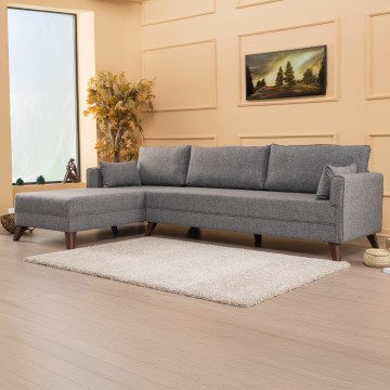 L-vormige hoekbank KORFU, grijs, links