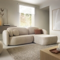 L-vormige hoekbank met slaapfunctie en opbergruimte OLBIA, rechts, beige