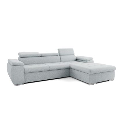 L-vormige hoekbank met slaapfunctie en opbergruimte PADUA, grijs, rechts