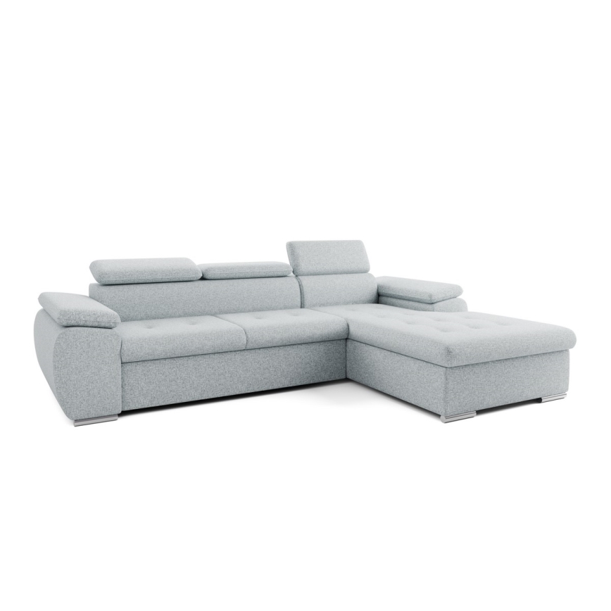 L-vormige hoekbank met slaapfunctie en opbergruimte PADUA, grijs, rechts