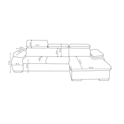 L-vormige hoekbank met slaapfunctie en opbergruimte PADUA, grijs, rechts