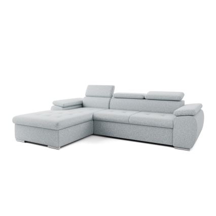 L-vormige hoekbank PADUA met slaapfunctie en opbergruimte, grijs, links