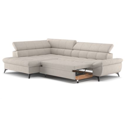 L-vormige opvouwbare hoekbank MARANO links beige
