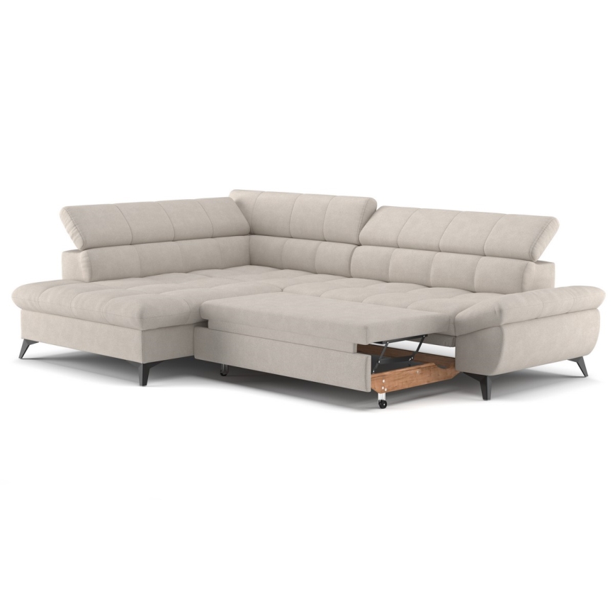 L-vormige opvouwbare hoekbank MARANO links beige