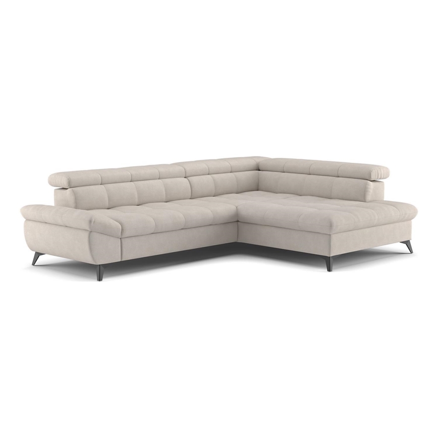 L-vormige opvouwbare hoekbank MARANO rechts beige