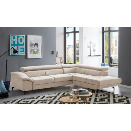 L-vormige opvouwbare hoekbank met opbergruimte BRESCIA rechts beige