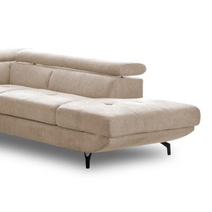 L-vormige opvouwbare hoekbank met opbergruimte BRESCIA rechts beige