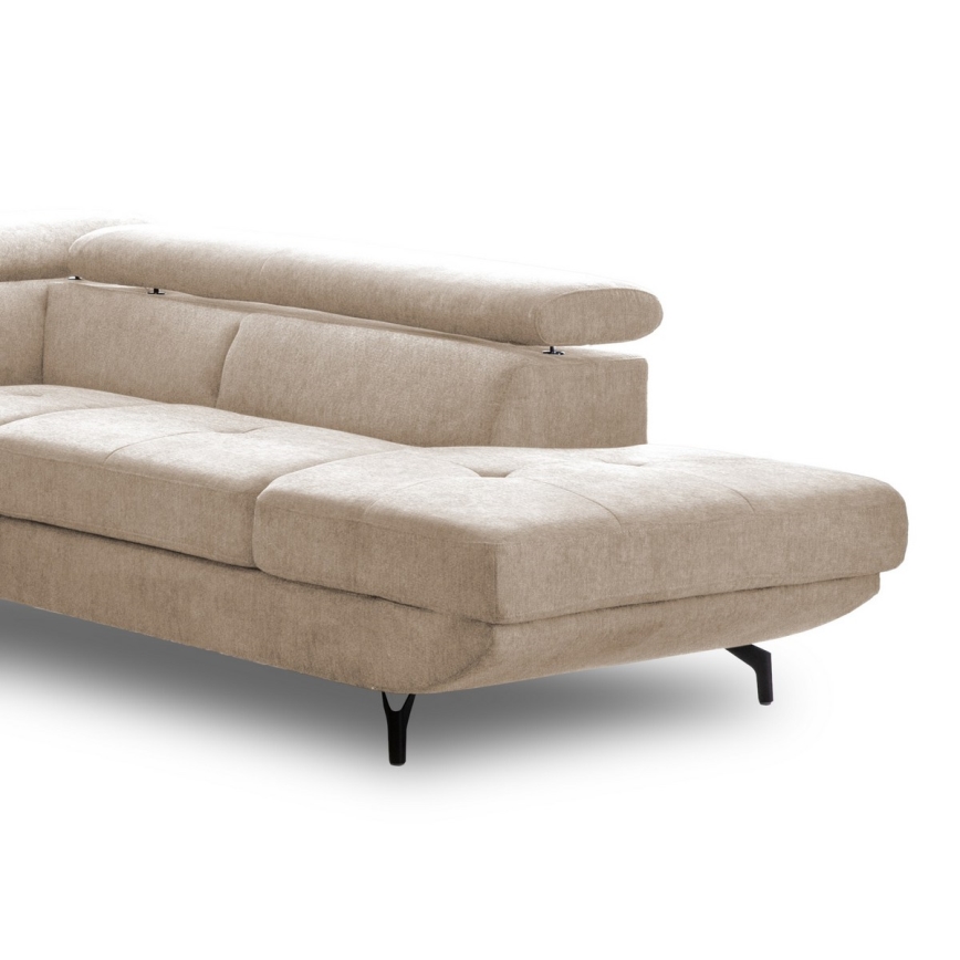 L-vormige opvouwbare hoekbank met opbergruimte BRESCIA rechts beige