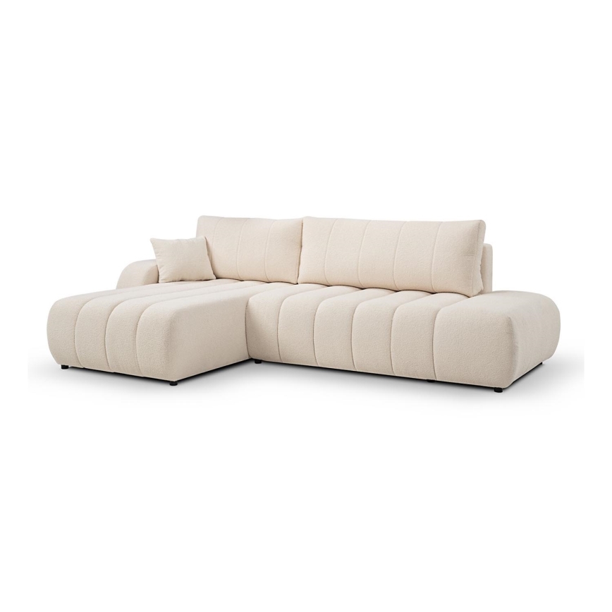 L-vormige opvouwbare hoekbank met opbergruimte DESIO links beige