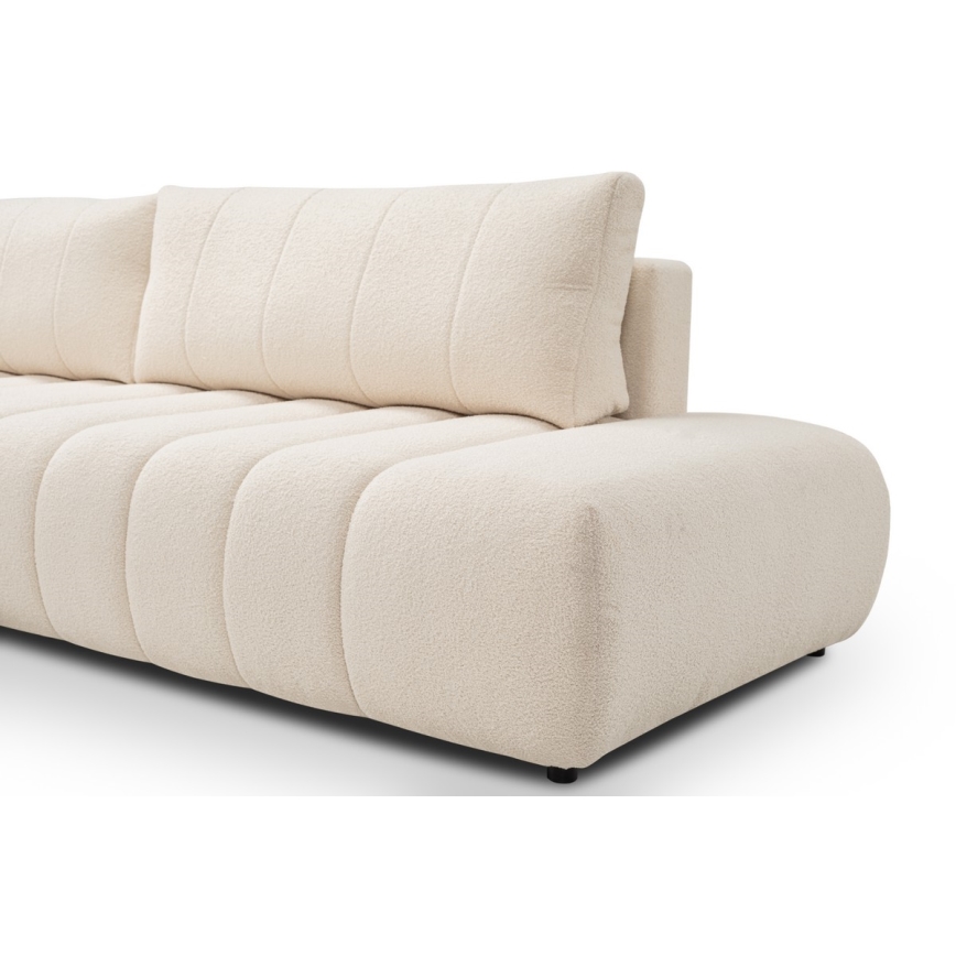 L-vormige opvouwbare hoekbank met opbergruimte DESIO links beige