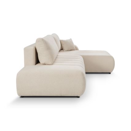 L-vormige opvouwbare hoekbank met opbergruimte DESIO links beige