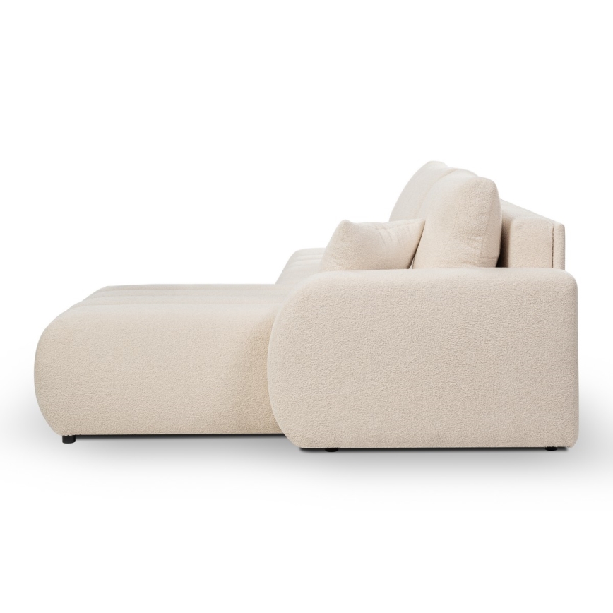 L-vormige opvouwbare hoekbank met opbergruimte DESIO links beige