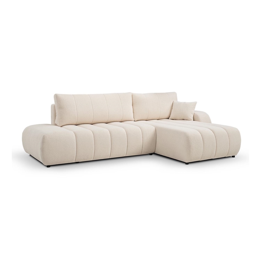 L-vormige opvouwbare hoekbank met opbergruimte DESIO rechts beige