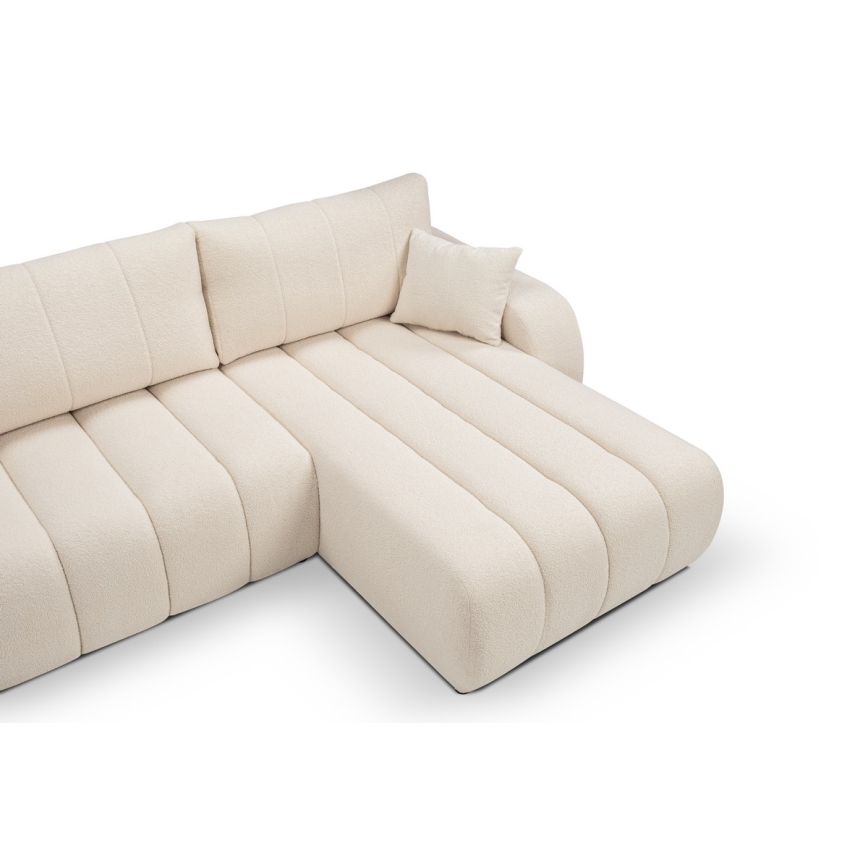 L-vormige opvouwbare hoekbank met opbergruimte DESIO rechts beige