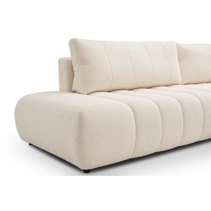 L-vormige opvouwbare hoekbank met opbergruimte DESIO rechts beige