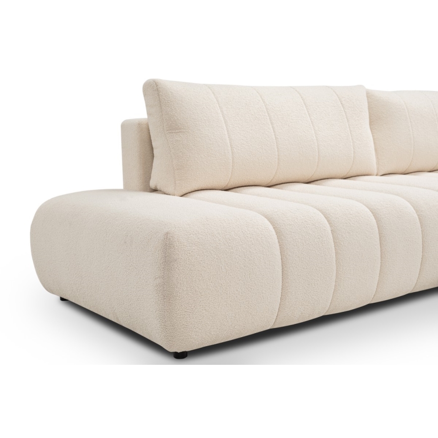 L-vormige opvouwbare hoekbank met opbergruimte DESIO rechts beige