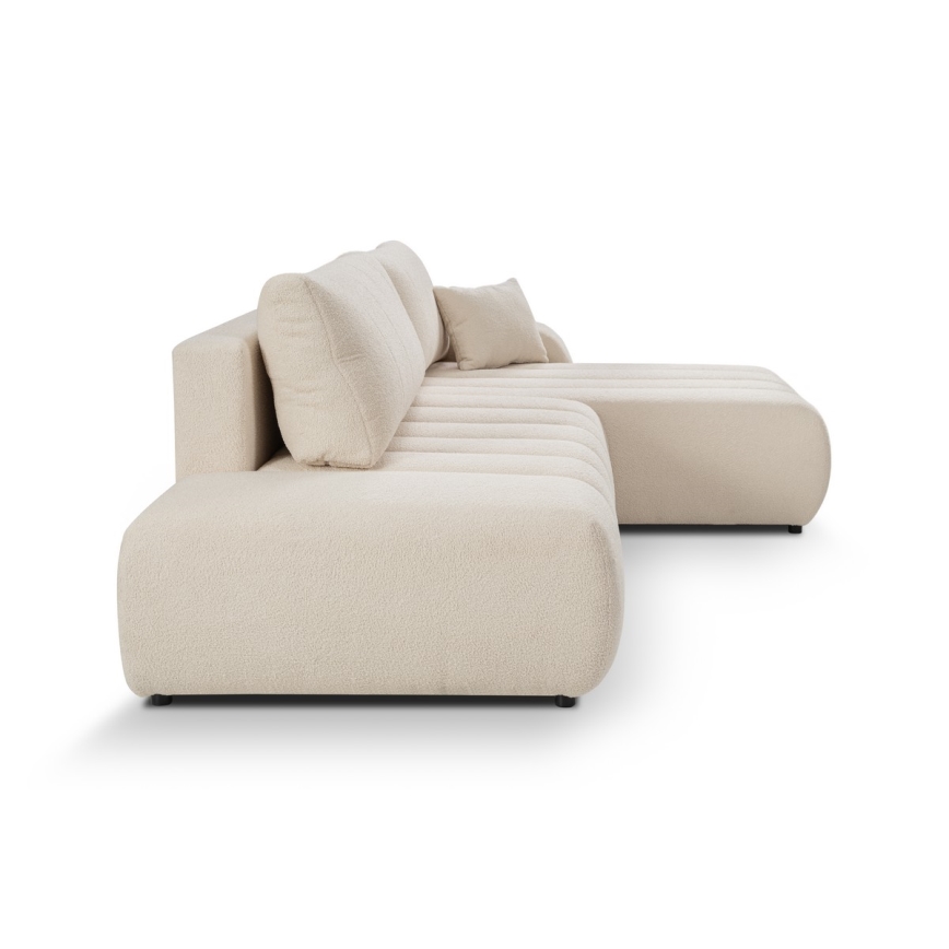 L-vormige opvouwbare hoekbank met opbergruimte DESIO rechts beige