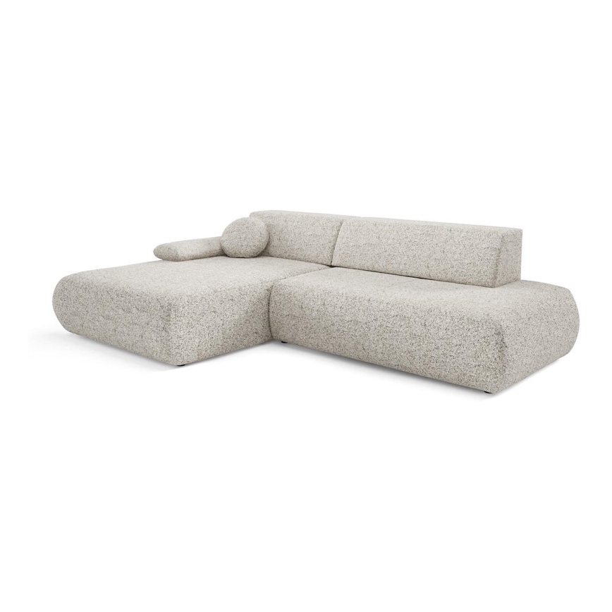 L-vormige opvouwbare hoekbank met opbergruimte PRATO links beige