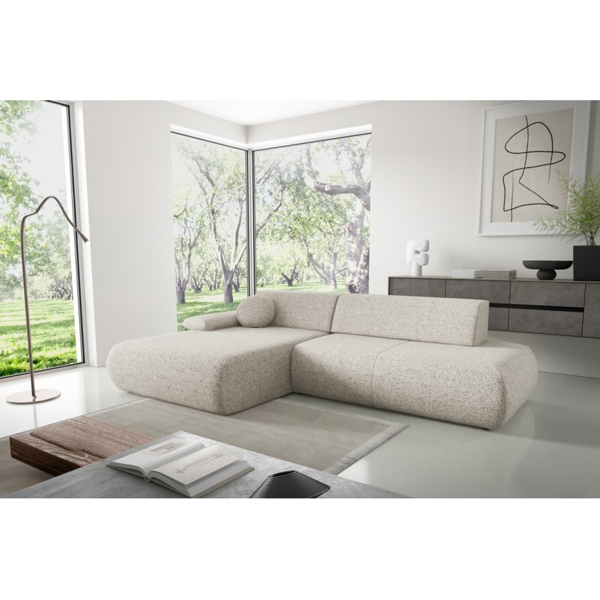 L-vormige opvouwbare hoekbank met opbergruimte PRATO links beige