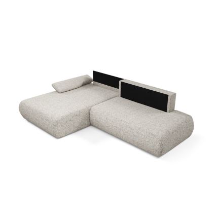 L-vormige opvouwbare hoekbank met opbergruimte PRATO links beige