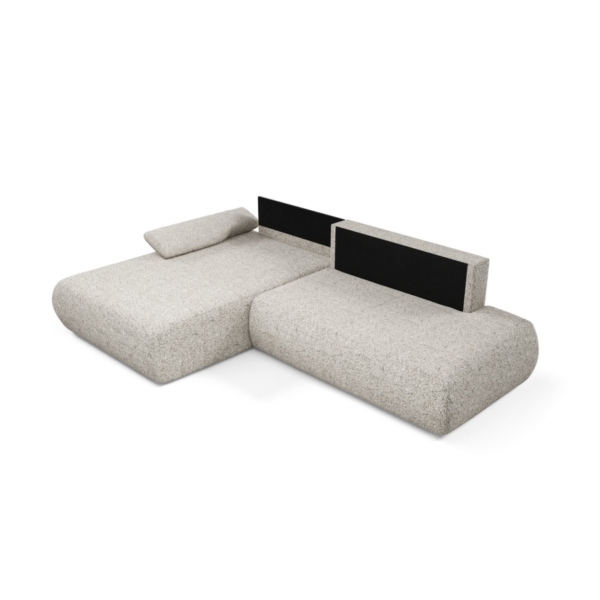 L-vormige opvouwbare hoekbank met opbergruimte PRATO links beige