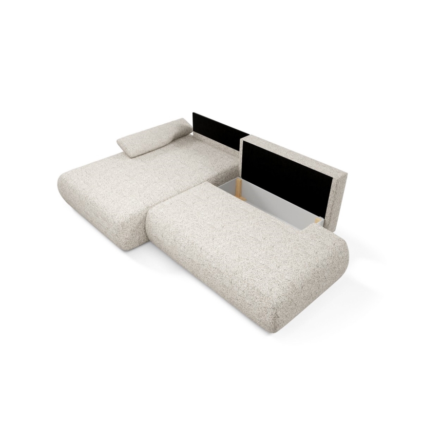 L-vormige opvouwbare hoekbank met opbergruimte PRATO links beige