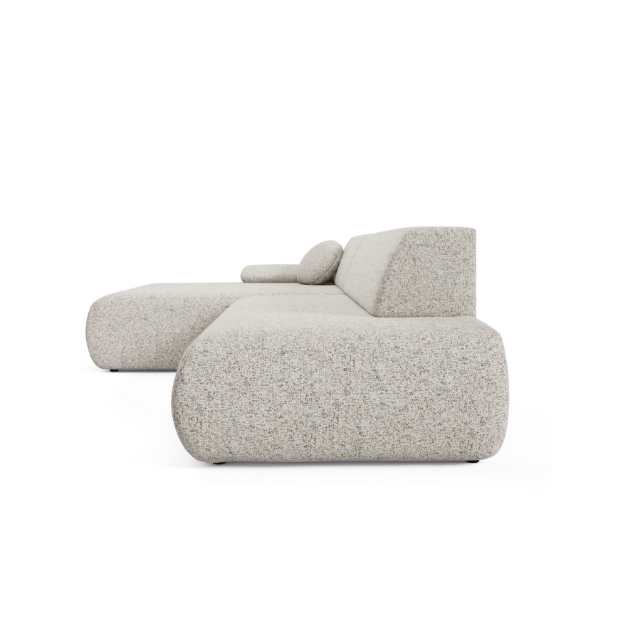 L-vormige opvouwbare hoekbank met opbergruimte PRATO links beige