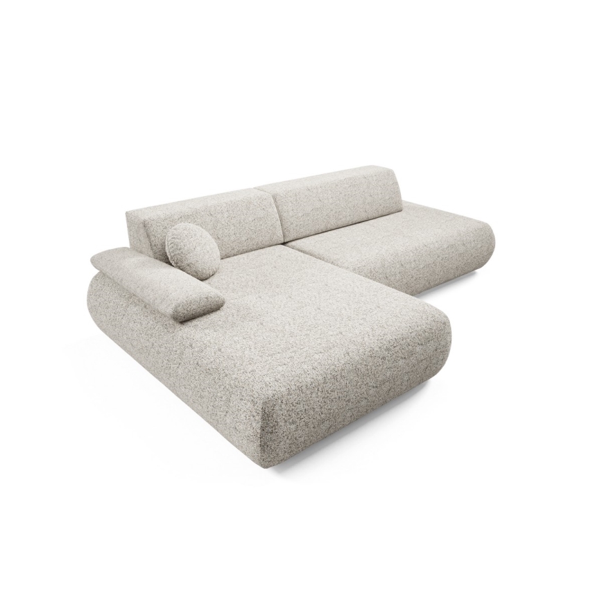L-vormige opvouwbare hoekbank met opbergruimte PRATO links beige