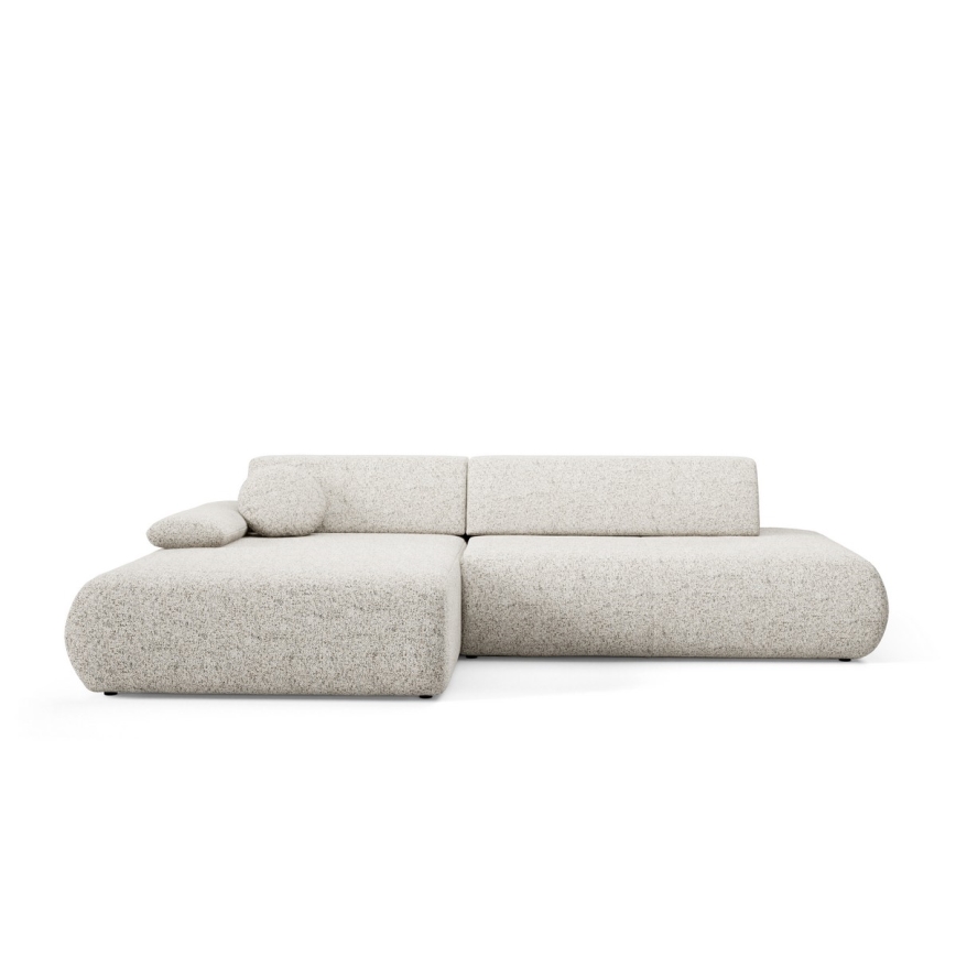 L-vormige opvouwbare hoekbank met opbergruimte PRATO links beige
