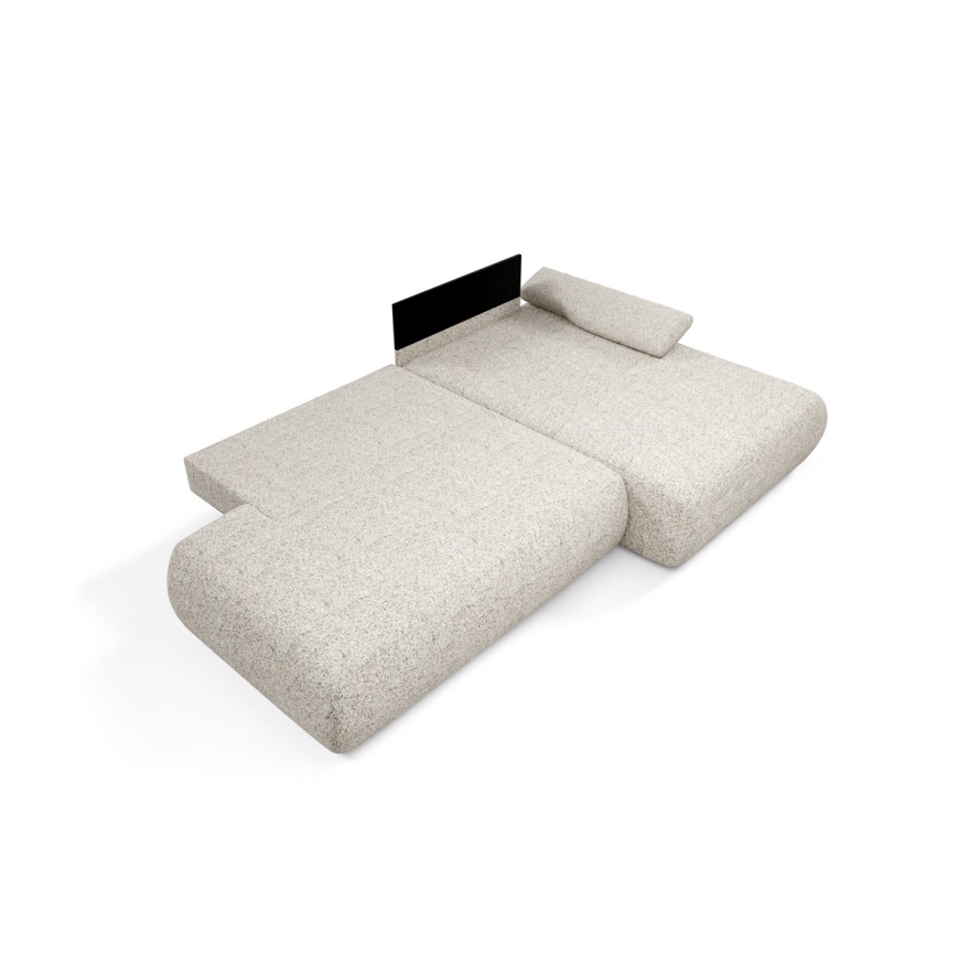 L-vormige opvouwbare hoekbank met opbergruimte PRATO rechts beige