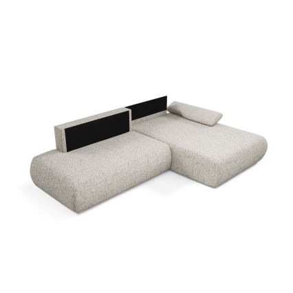 L-vormige opvouwbare hoekbank met opbergruimte PRATO rechts beige
