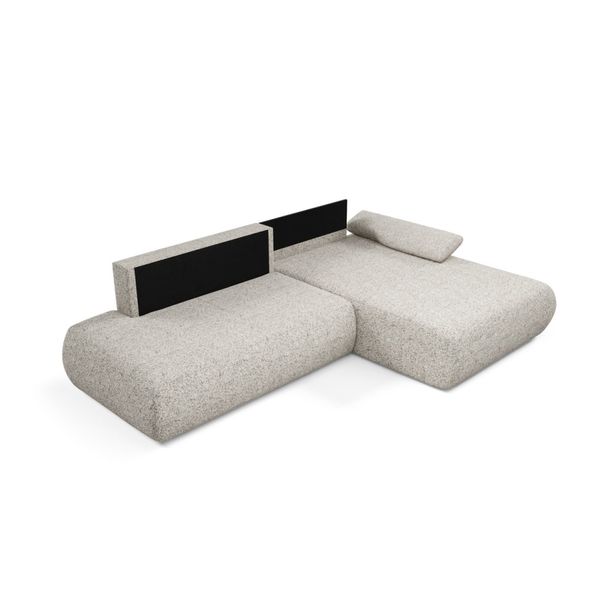 L-vormige opvouwbare hoekbank met opbergruimte PRATO rechts beige