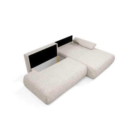 L-vormige opvouwbare hoekbank met opbergruimte PRATO rechts beige
