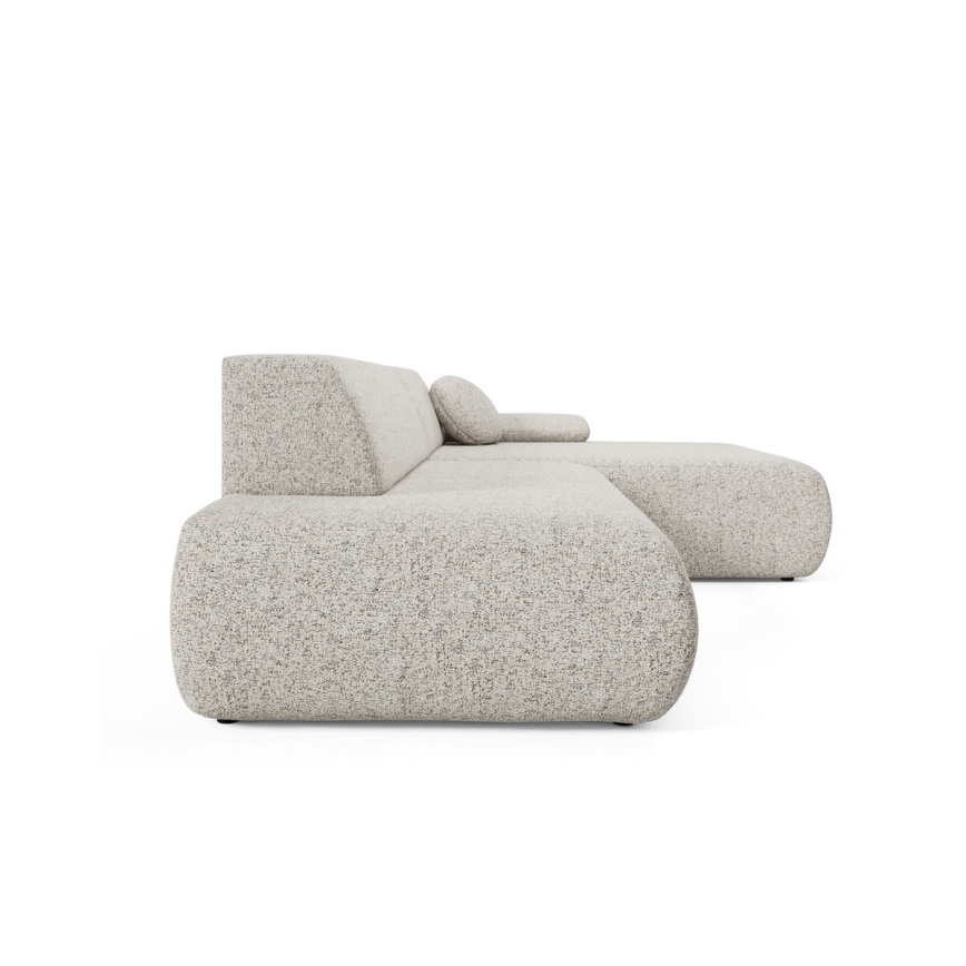 L-vormige opvouwbare hoekbank met opbergruimte PRATO rechts beige