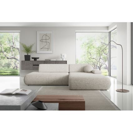 L-vormige opvouwbare hoekbank met opbergruimte PRATO rechts beige