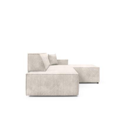 L-vormige opvouwbare hoekbank met opbergruimte TERAMO rechts beige