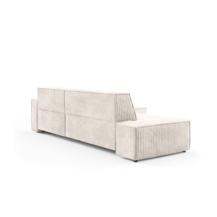 L-vormige opvouwbare hoekbank met opbergruimte TERAMO rechts beige