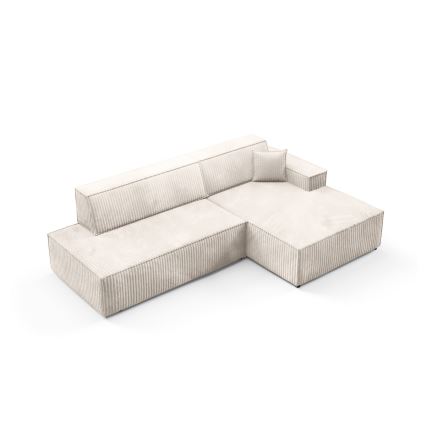 L-vormige opvouwbare hoekbank met opbergruimte TERAMO rechts beige