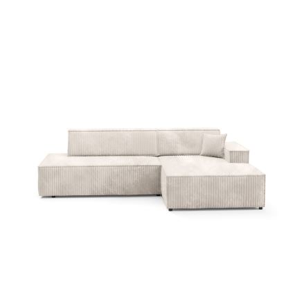 L-vormige opvouwbare hoekbank met opbergruimte TERAMO rechts beige