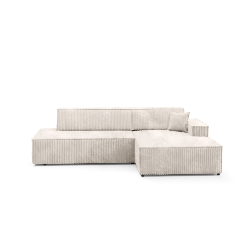 L-vormige opvouwbare hoekbank met opbergruimte TERAMO rechts beige